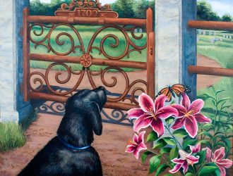 Pat Conant - "At The Gate" © large size acrylic painting.